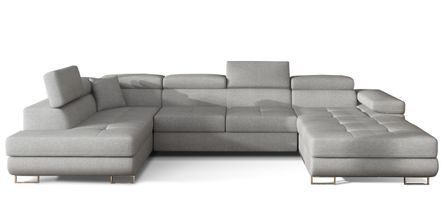 Canapé panoramique convertible ROMANO tissu - Rangement et appuie-têtes réglables
