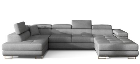 Canapé panoramique convertible ROMANO tissu - Rangement et appuie-têtes réglables