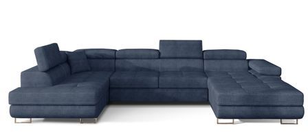 Canapé panoramique convertible ROMANO tissu - Rangement et appuie-têtes réglables