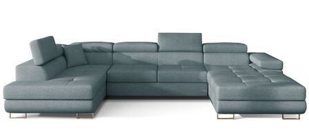 Canapé panoramique convertible ROMANO tissu - Rangement et appuie-têtes réglables