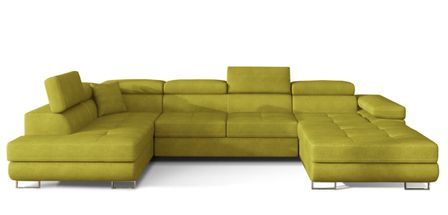 Canapé panoramique convertible ROMANO tissu - Rangement et appuie-têtes réglables