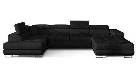 Canapé panoramique convertible ROMANO tissu - Rangement et appuie-têtes réglables