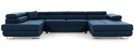 Canapé panoramique convertible ROMANO tissu - Rangement et appuie-têtes réglables