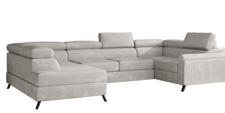 Canapé panoramique convertible SKADA velours – Rangement et appuis-têtes réglables