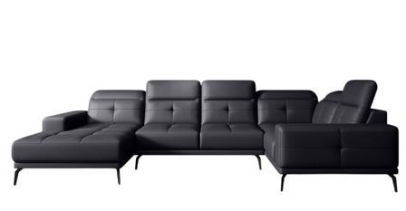 Canapé panoramique convertible SKAW en simili cuir avec têtières réglables – 350 cm