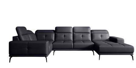 Canapé panoramique convertible SKAW en simili cuir avec têtières réglables – 350 cm