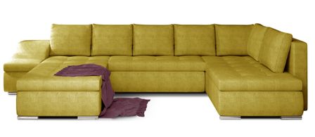 Canapé panoramique convertible tissu vert moutarde Jonaz 340 cm