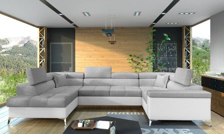 Canapé panoramique convertible TRIANO Bi matière - têtières réglables