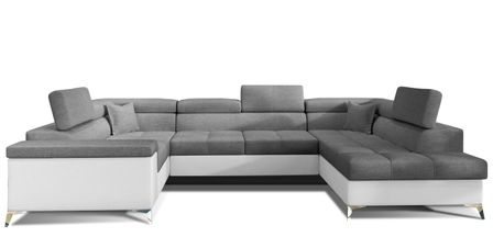 Canapé panoramique convertible TRIANO Bi matière - têtières réglables