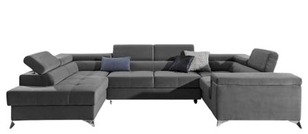 Canapé panoramique convertible TRIANO velours - têtières réglables