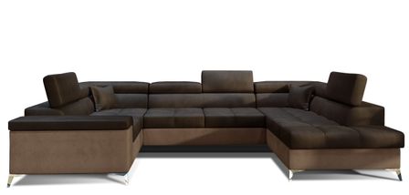 Canapé panoramique convertible TRIANO velours - têtières réglables