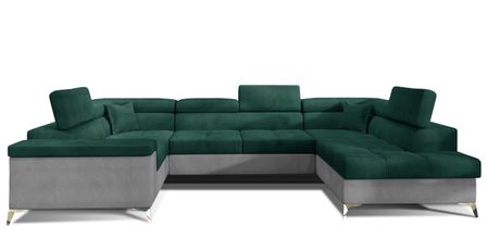 Canapé panoramique convertible TRIANO velours - têtières réglables