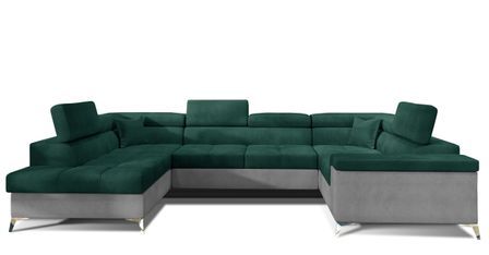 Canapé panoramique convertible TRIANO velours - têtières réglables