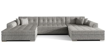 Canapé panoramique convertible VIRA en tissu chiné
