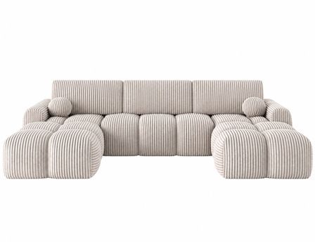 Canapé panoramique en U VANITY convertible – Velours côtelé & coffre intégré - 319 cm