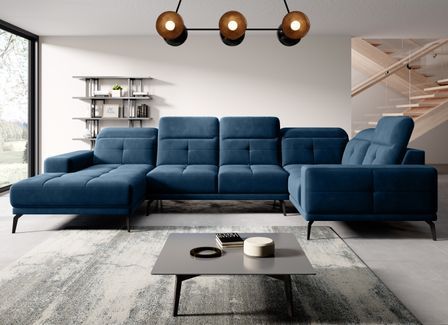 Canapé panoramique SKAW en tissu avec têtières réglables – 350 cm