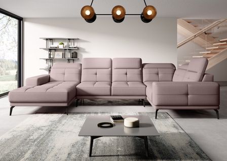Canapé panoramique SKAW en tissu avec têtières réglables – 350 cm