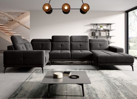 Canapé panoramique SKAW en tissu avec têtières réglables – 350 cm