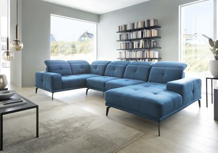 Canapé panoramique SKAW en tissu avec têtières réglables – 350 cm