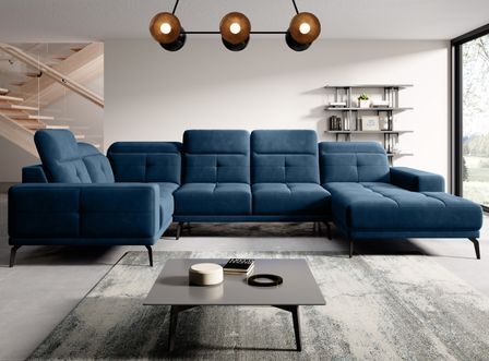 Canapé panoramique SKAW en tissu avec têtières réglables – 350 cm