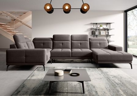 Canapé panoramique SKAW en tissu avec têtières réglables – 350 cm