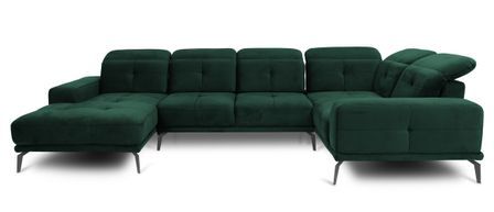 Canapé panoramique SKAW en velours avec têtières réglables – 350 cm