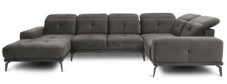 Canapé panoramique SKAW en velours avec têtières réglables – 350 cm