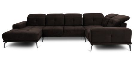 Canapé panoramique SKAW en velours avec têtières réglables – 350 cm