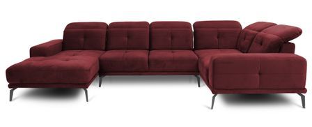 Canapé panoramique SKAW en velours avec têtières réglables – 350 cm