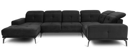 Canapé panoramique SKAW en velours avec têtières réglables – 350 cm