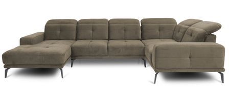 Canapé panoramique SKAW en velours avec têtières réglables – 350 cm