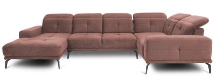 Canapé panoramique SKAW en velours avec têtières réglables – 350 cm