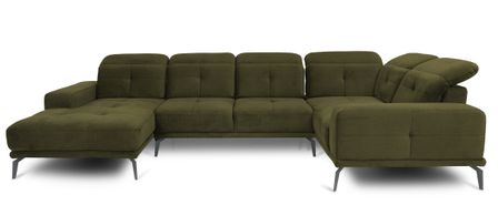 Canapé panoramique SKAW en velours avec têtières réglables – 350 cm