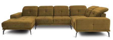 Canapé panoramique SKAW en velours avec têtières réglables – 350 cm