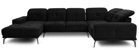 Canapé panoramique SKAW en velours avec têtières réglables – 350 cm