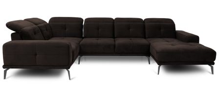 Canapé panoramique SKAW en velours avec têtières réglables – 350 cm