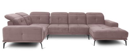 Canapé panoramique SKAW en velours avec têtières réglables – 350 cm