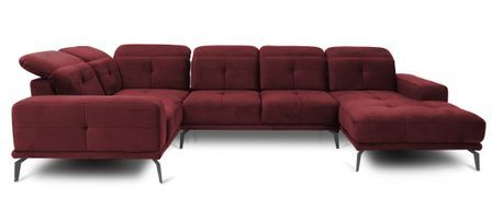 Canapé panoramique SKAW en velours avec têtières réglables – 350 cm