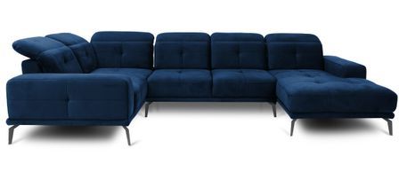 Canapé panoramique SKAW en velours avec têtières réglables – 350 cm