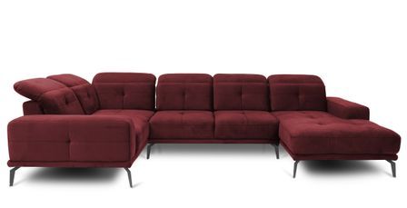 Canapé panoramique SKAW en velours avec têtières réglables – 350 cm