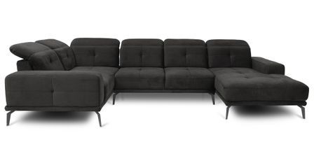 Canapé panoramique SKAW en velours avec têtières réglables – 350 cm
