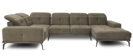 Canapé panoramique SKAW en velours avec têtières réglables – 350 cm