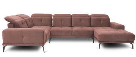 Canapé panoramique SKAW en velours avec têtières réglables – 350 cm