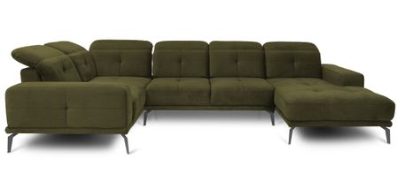 Canapé panoramique SKAW en velours avec têtières réglables – 350 cm