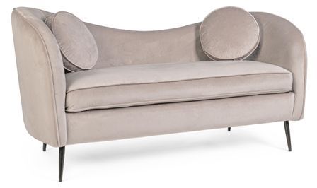 Canapé polyester effet velours gris avec coussin 2 places Cady