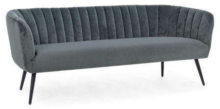Canapé polyester gris foncé et pieds en acier 3 places Avi