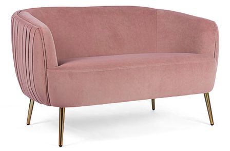 Canapé polyester rose antique et pieds en acier 2 places Cali