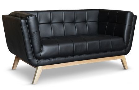 Canapé Scandinave 2 places Simili Noir Koza