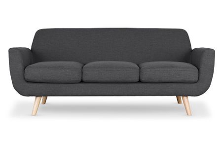 Canapé scandinave 3 places tissu gris foncé Annis