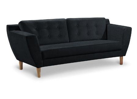 Canapé scandinave 3 places tissu noir Mondo